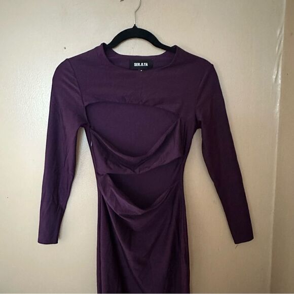 NWT SER.O.YA Kepla eggplant midi Dress cut out bodycon Retrofete Sz M - Picture 11 of 12